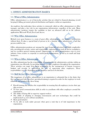 Vskills certified administrative support professional sample material | PDF