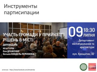 Инструменты
партисипации
источник - https://www.facebook.com/dmakmda
 