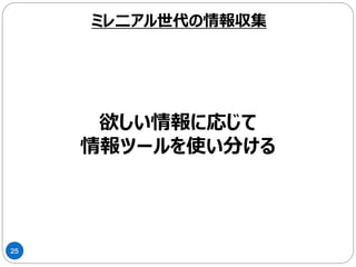 25
可視化された情報を収集する
ミレ二アル世代の情報収集
 
