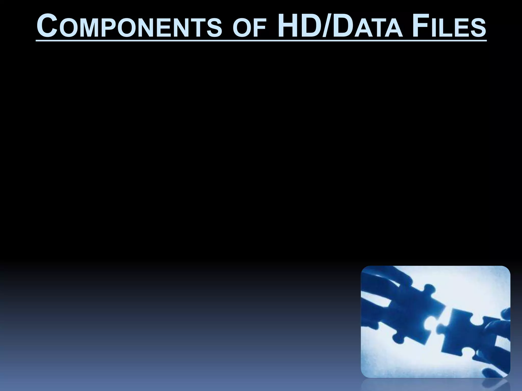 COMPONENTS OF HD/DATA FILES
 