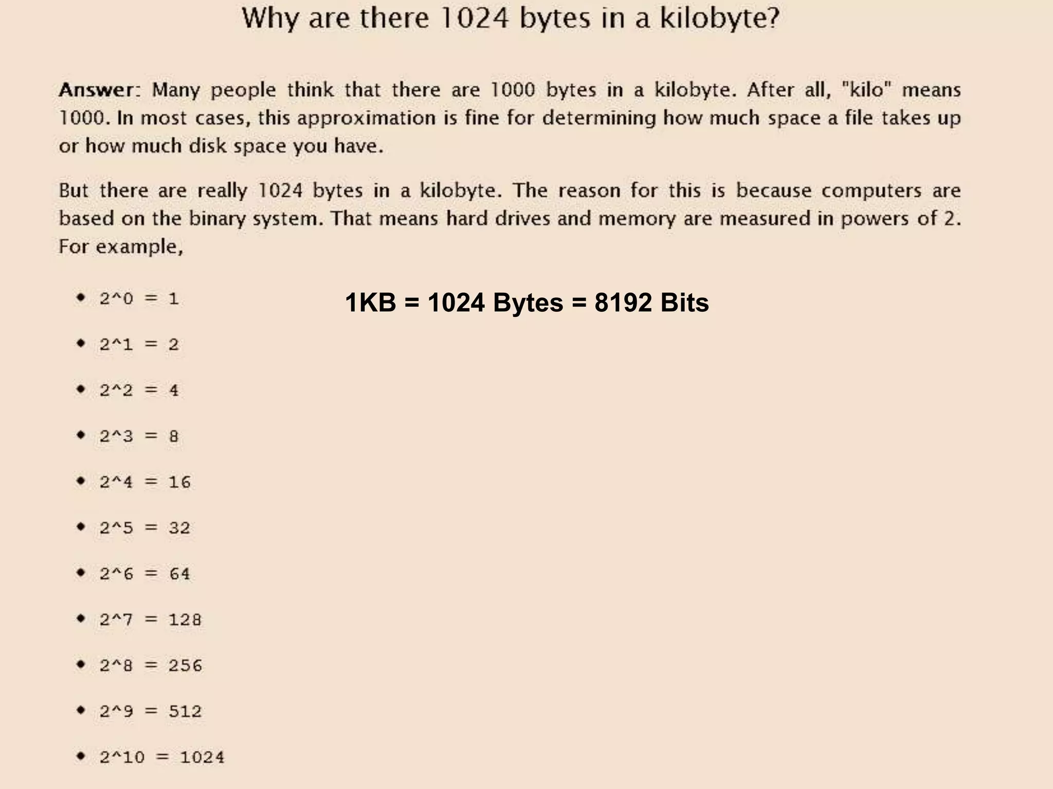 1KB = 1024 Bytes = 8192 Bits
 