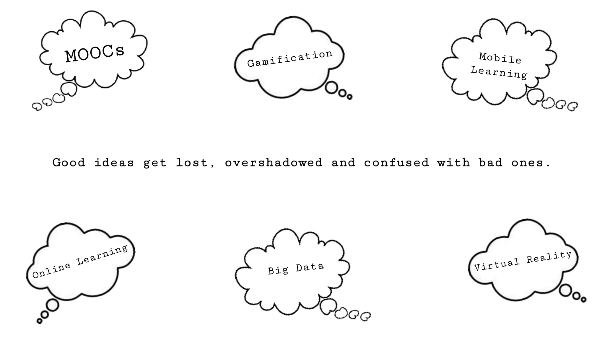 Good ideas get lost, overshadowed and confused with bad ones.
 