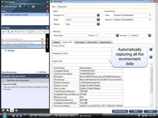 Automatically
capturing all the
  environment
      data
 
