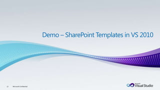 Demo – SharePoint Templates in VS 201012Microsoft Confidential