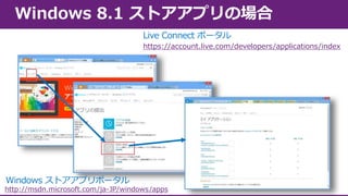 Live Connect ポータル
https://account.live.com/developers/applications/index

Windows ストアアプリポータル
http://msdn.microsoft.com/ja-JP/windows/apps

 