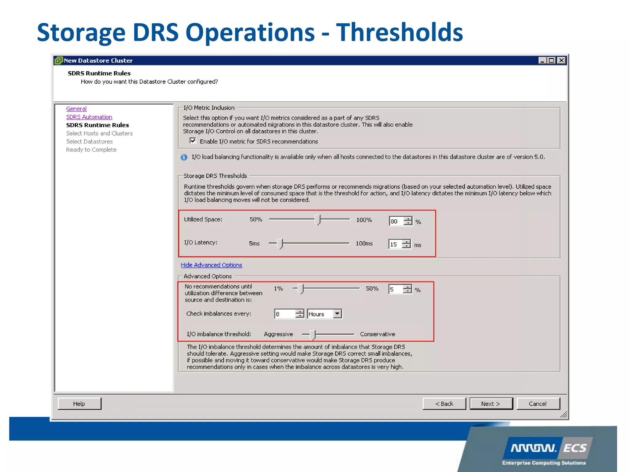 Storage DRS Operations - Thresholds
 