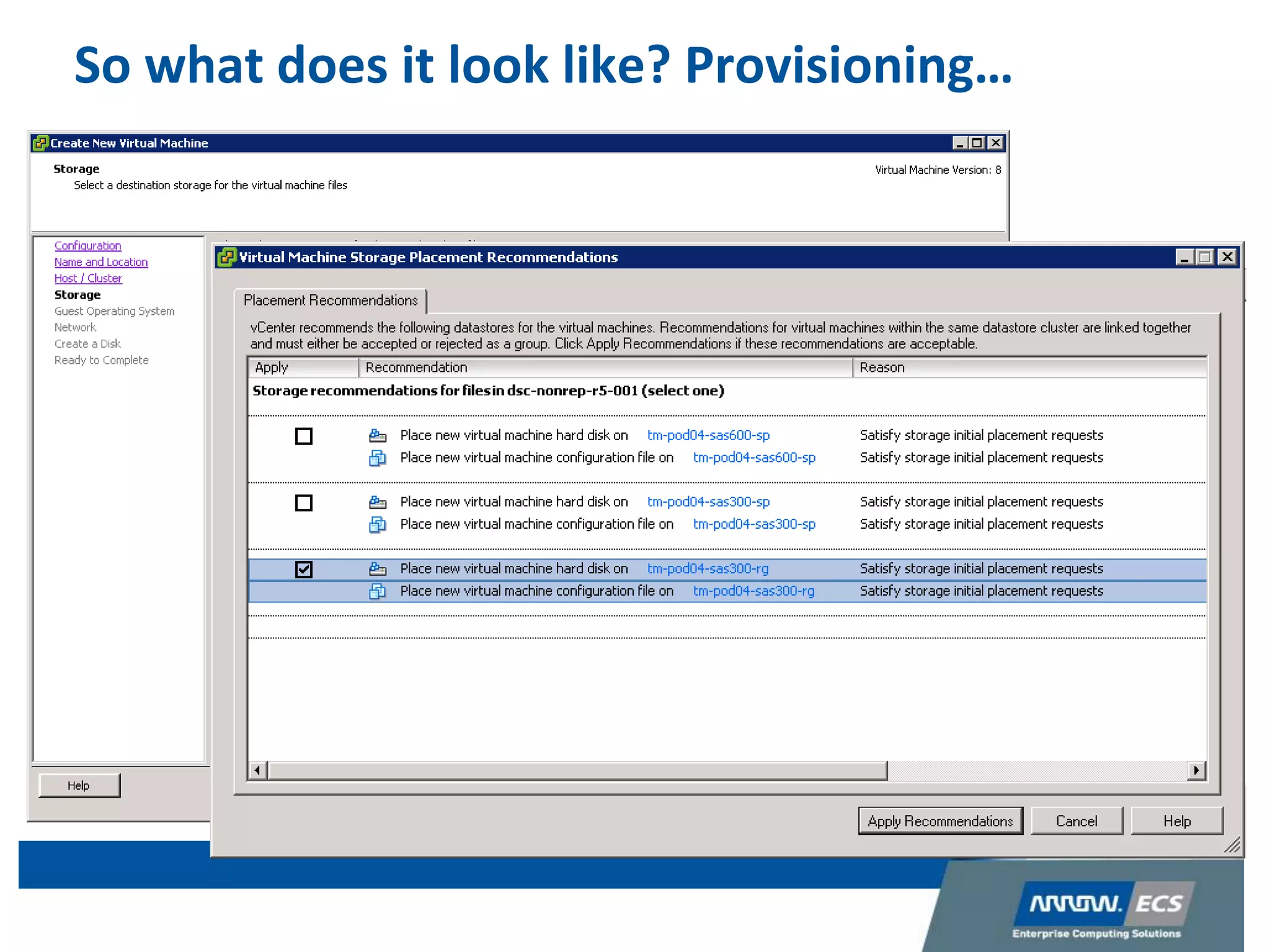 So what does it look like? Provisioning…
 