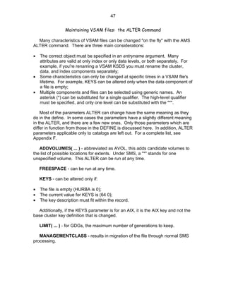 Vsam File Sample VSAM Tuning | DOC