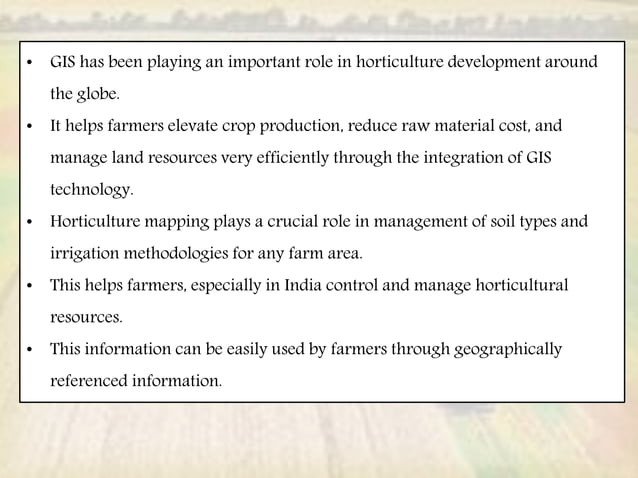 Geographic information system (GIS) and its application in precision ...