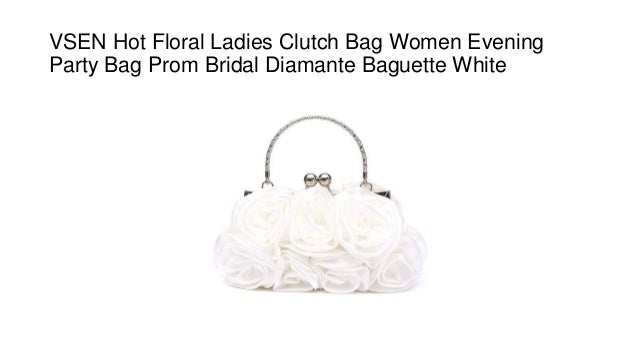white floral clutch bag