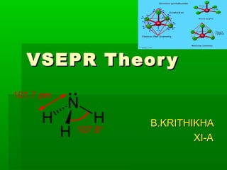 VSEPR TheoryVSEPR Theory
B.KRITHIKHAB.KRITHIKHA
XI-AXI-A
 