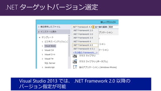 .NET`åȥЩ`x 
VisualStudio2013Ǥϡ.NETFramework2.0Խ Щ`ָ  