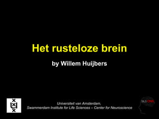 Het rusteloze brein by Willem Huijbers Universiteit van Amsterdam,  Swammerdam Institute for Life Sciences – Center for Neuroscience 