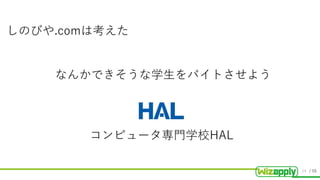 / 55
しのびや.comは考えた
なんかできそうな学生をバイトさせよう
コンピュータ専門学校HAL
24
 