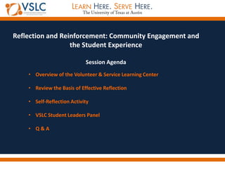 Reflection & Reinforcement: Community Engagement & Student Experience ...