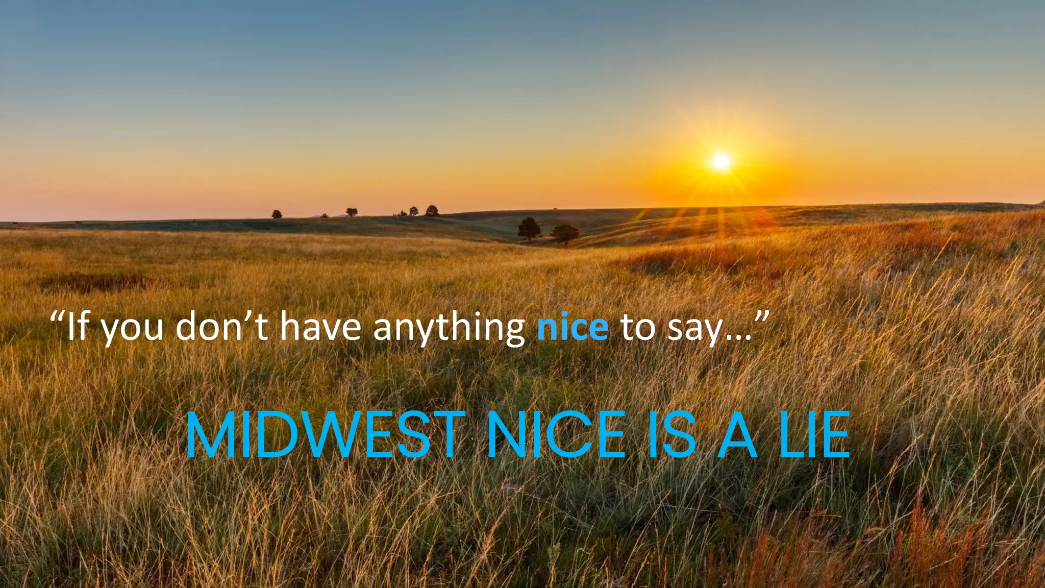 © Polaris LLC. All rights reserved. Disclosure is subject to the restriction on the title page of this document.
MIDWEST NICE IS A LIE
“If you don’t have anything nice to say…”
 