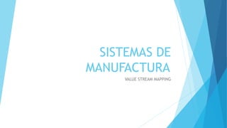 SISTEMAS DE
MANUFACTURA
VALUE STREAM MAPPING
 