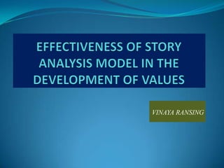 EFFECTIVENESS OF STORY ANALYSIS MODEL IN THE DEVELOPMENT OF VALUES,[object Object],VINAYA RANSING,[object Object]