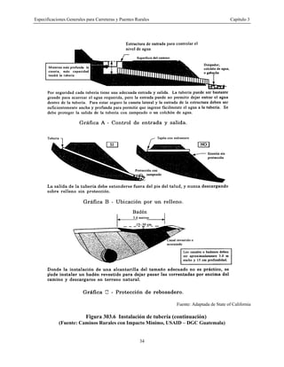 Especificaciones Generales para Carreteras y Puentes Rurales Capítulo 3
34
Fuente: Adaptada de State of California
Figura 303.6 Instalación de tubería (continuación)
(Fuente: Caminos Rurales con Impacto Mínimo, USAID – DGC Guatemala)
 
