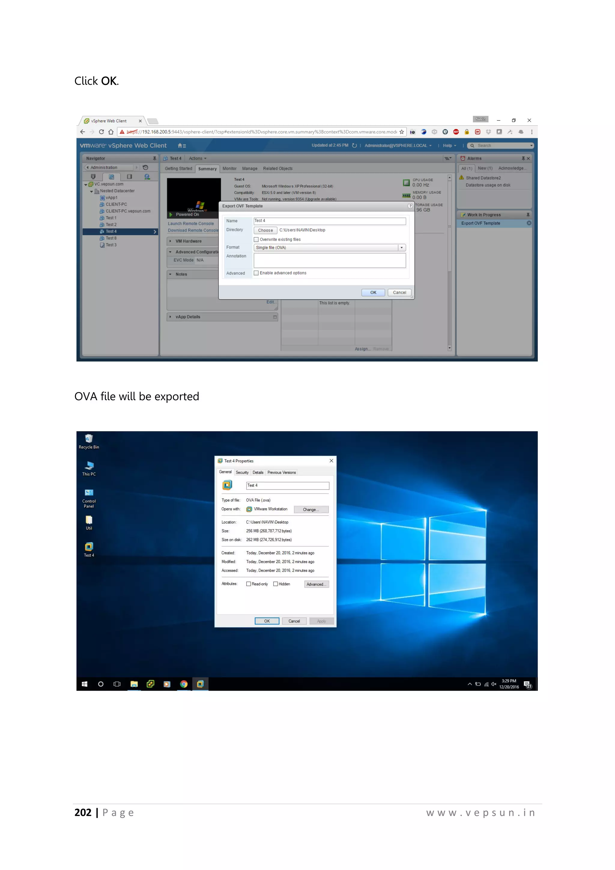 202 | P a g e w w w . v e p s u n . i n
Click OK.
OVA file will be exported
 