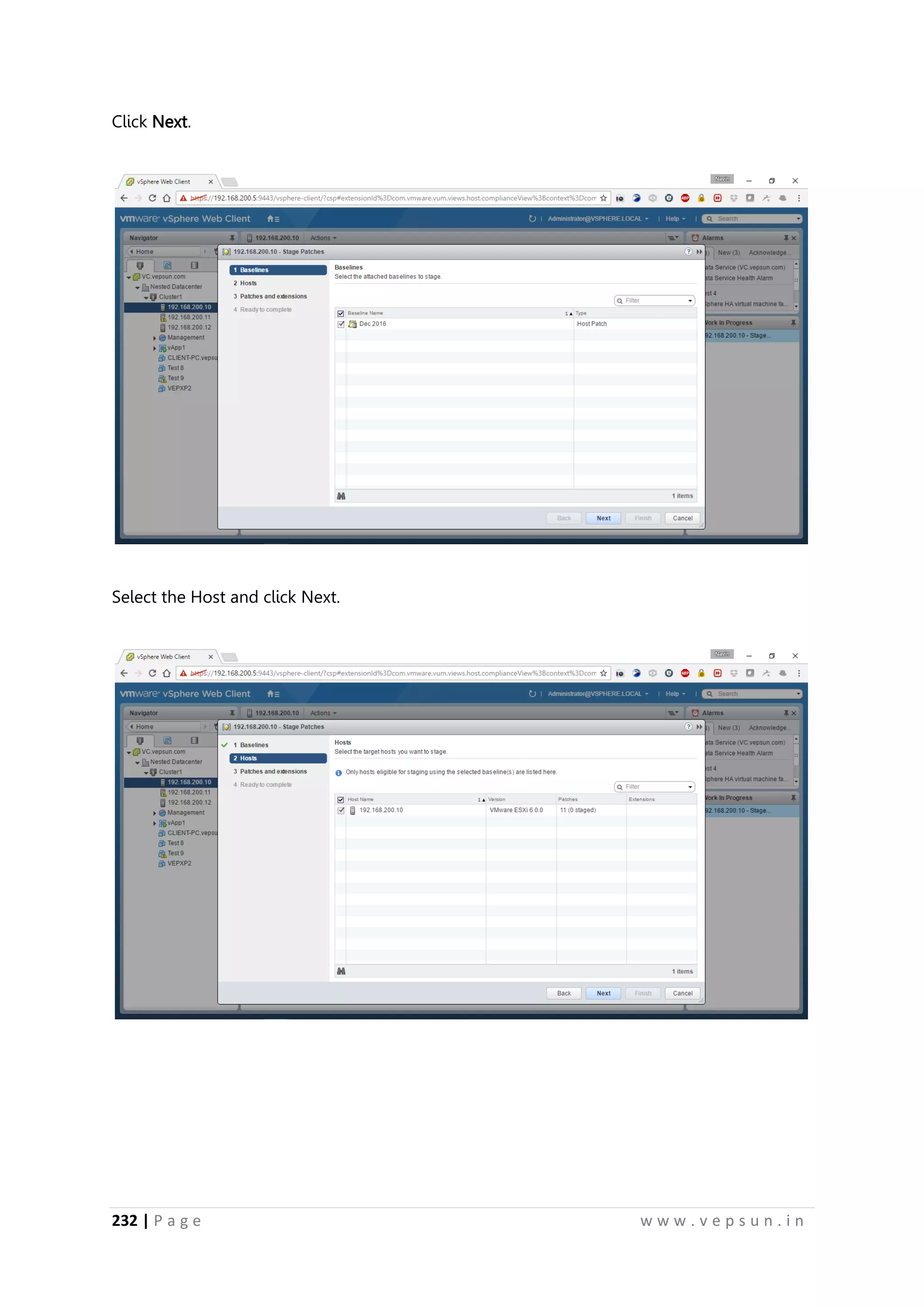 232 | P a g e w w w . v e p s u n . i n
Click Next.
Select the Host and click Next.
 