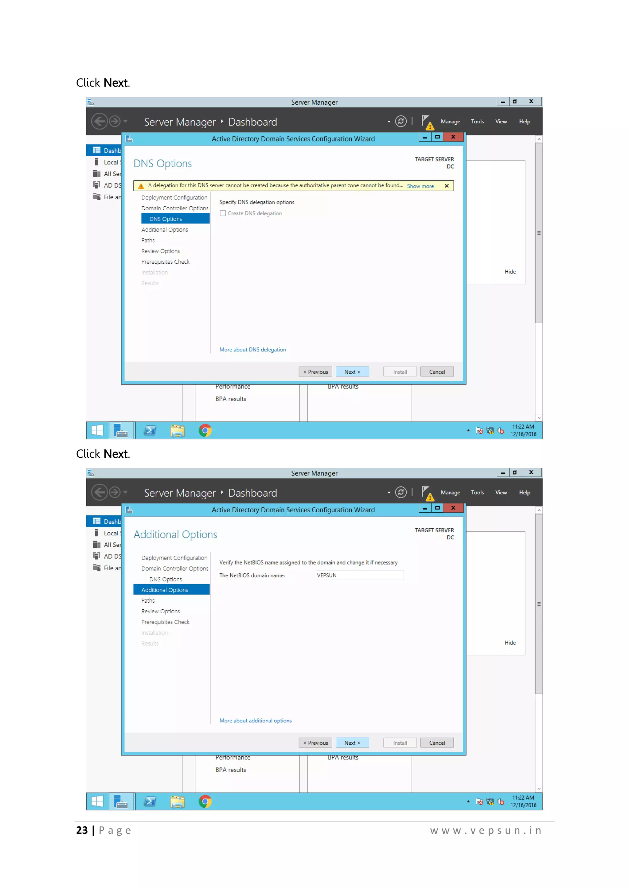 23 | P a g e w w w . v e p s u n . i n
Click Next.
Click Next.
 