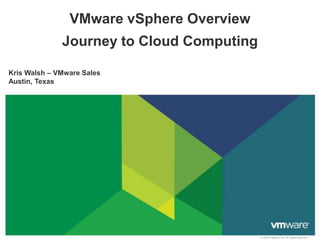 VMware vSphere Overview Journey to Cloud Computing Kris Walsh – VMware Sales Austin, Texas   