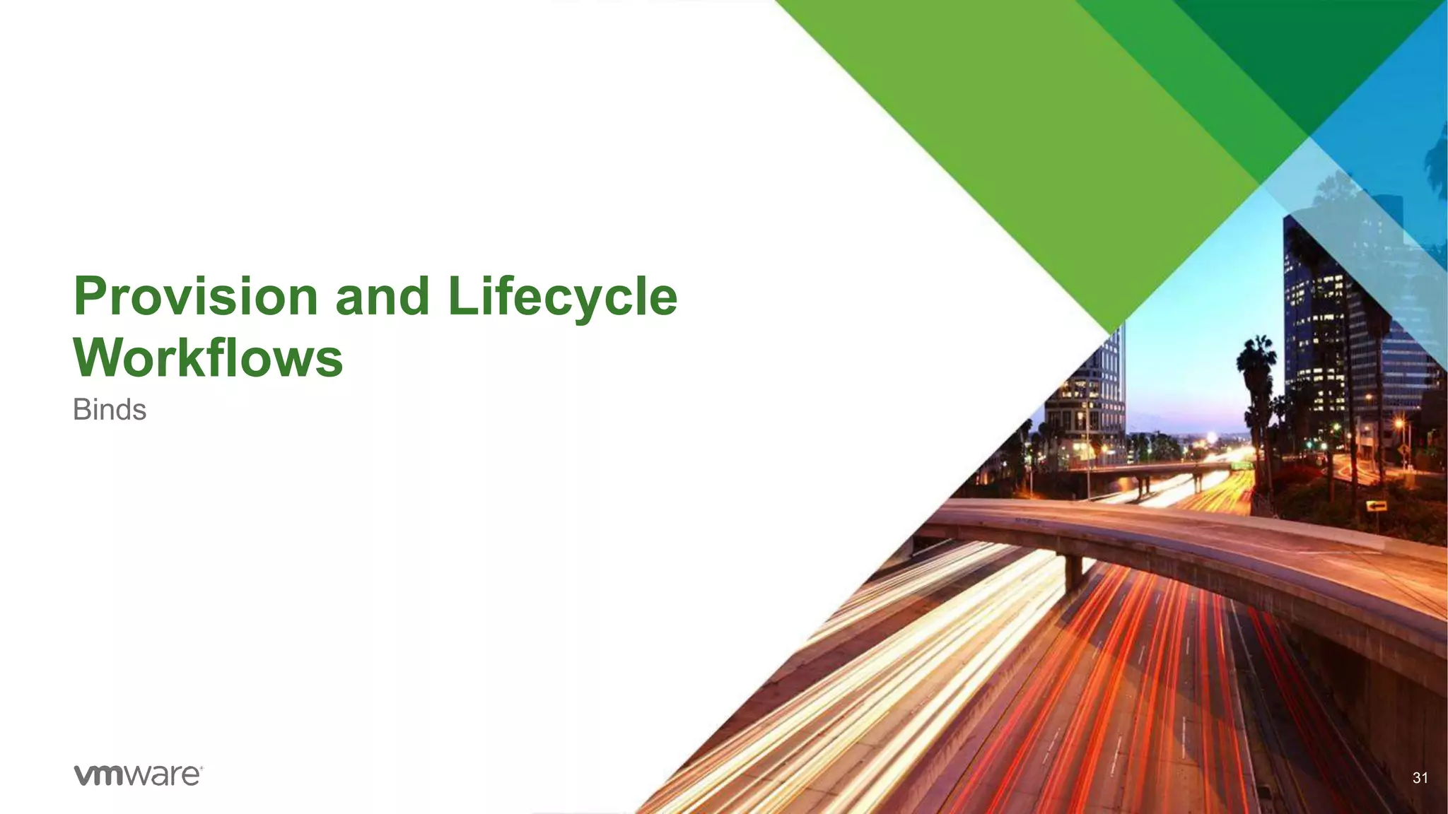 Provision and Lifecycle
Workflows
Binds
31
 