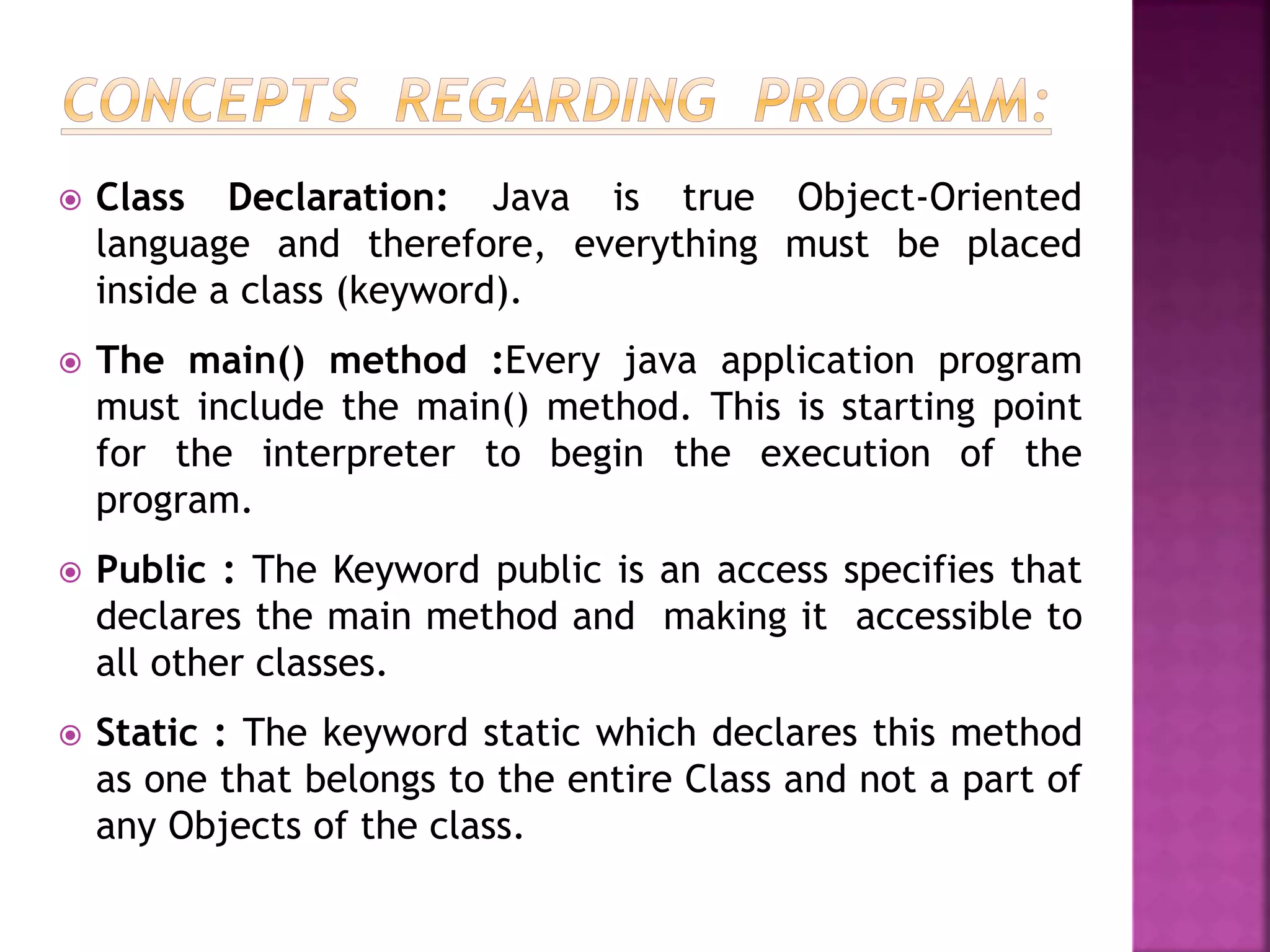Fundamentals of JAVA | PPT