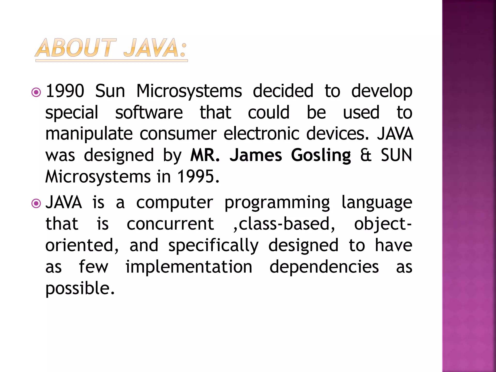 Fundamentals of JAVA | PPT
