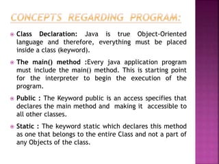 Fundamentals of JAVA | PPT