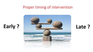 Early ? Late ?
Proper timing of intervention
 