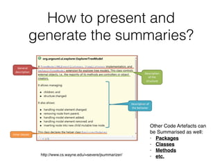 Summarization Techniques  for Code, Change, Testing  and User Feedback - VSS 2017