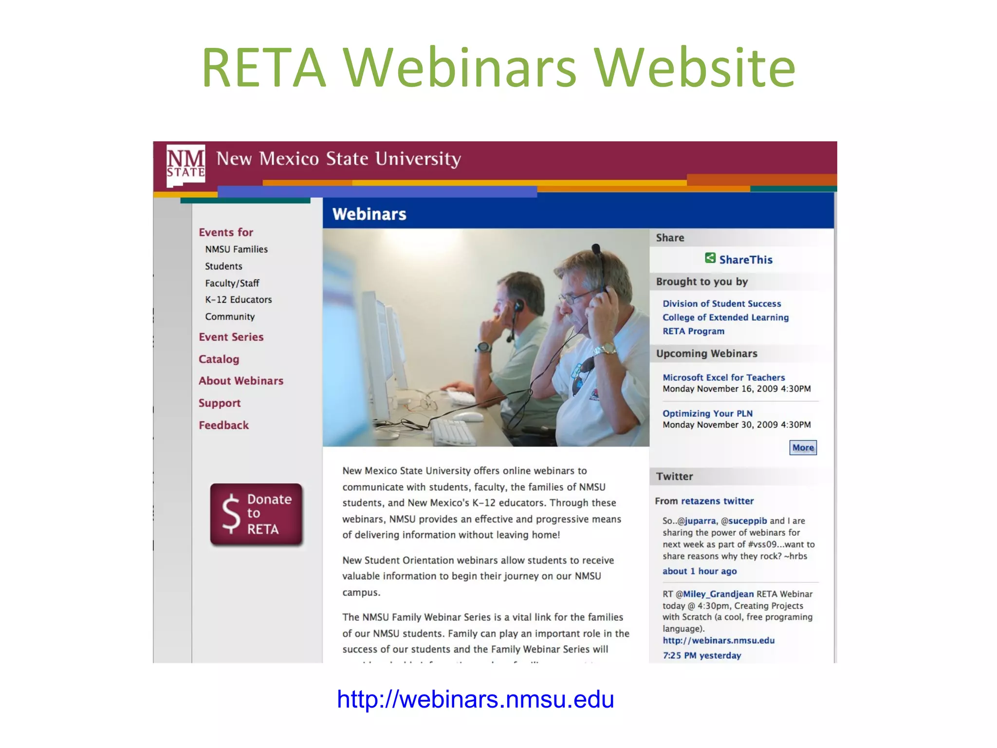 RETA Webinars Website http://webinars.nmsu.edu 