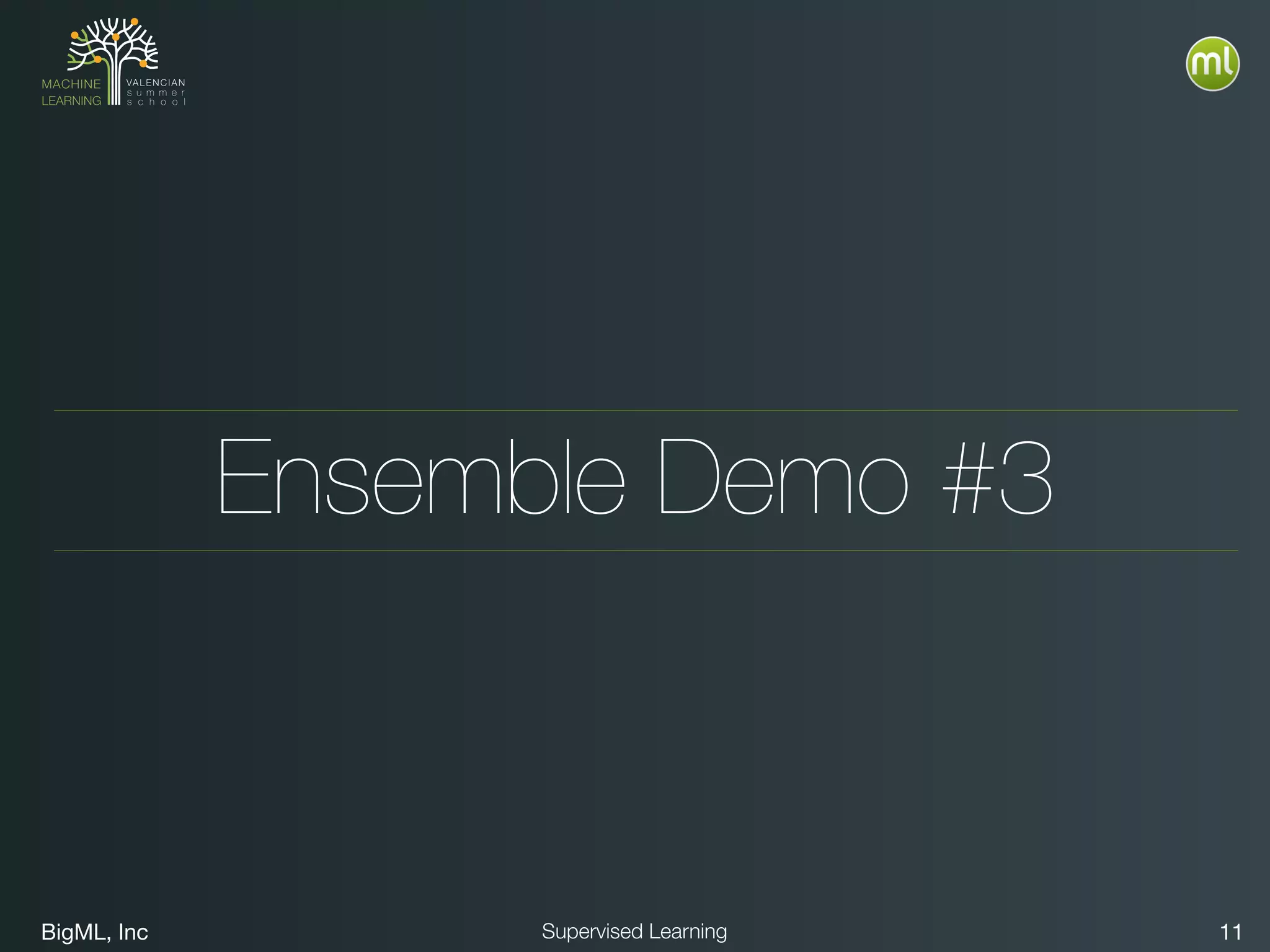 BigML, Inc 11Supervised Learning
Ensemble Demo #3
 