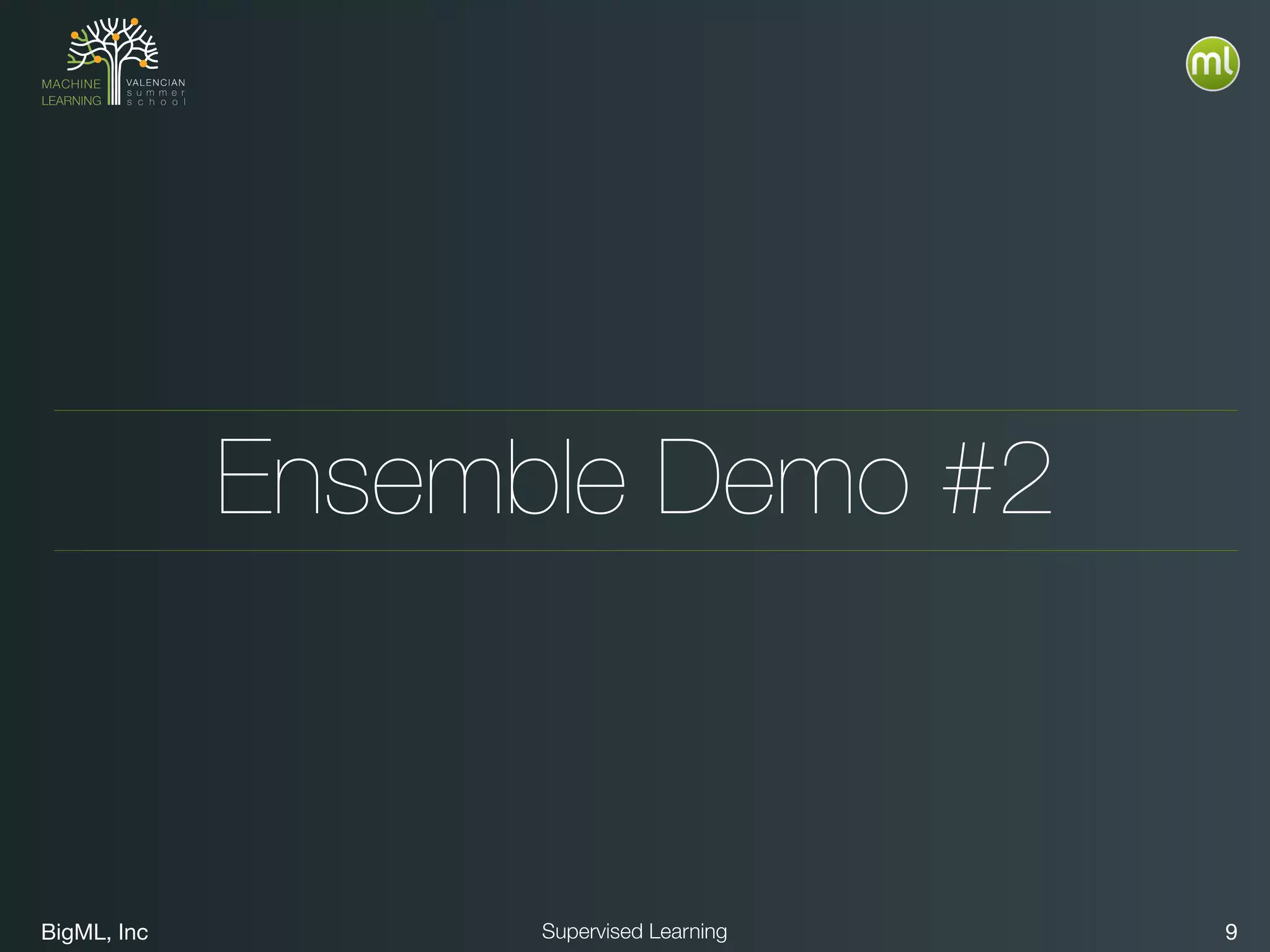 BigML, Inc 9Supervised Learning
Ensemble Demo #2
 