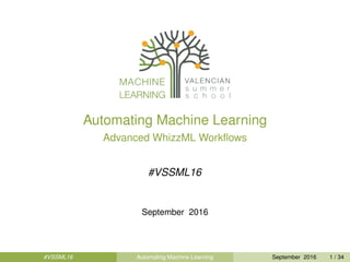 Automating Machine Learning
Advanced WhizzML Workﬂows
#VSSML16
September 2016
#VSSML16 Automating Machine Learning September 2016 1 / 34
 