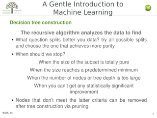 BigML, Inc.
7
A Gentle Introduction to
Machine Learning
Decision tree construction
● What question splits better you data?...