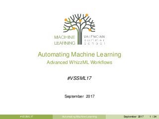 Automating Machine Learning
Advanced WhizzML Workﬂows
#VSSML17
September 2017
#VSSML17 Automating Machine Learning September 2017 1 / 34
 