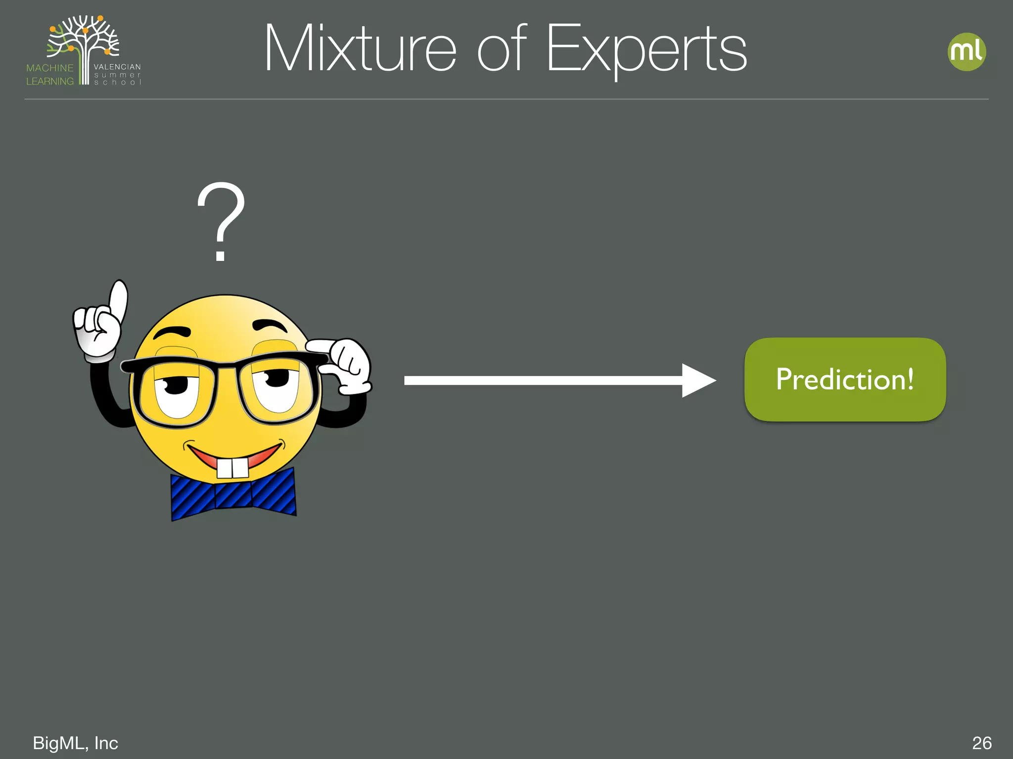 BigML, Inc 26
Mixture of Experts
Prediction!
?
 