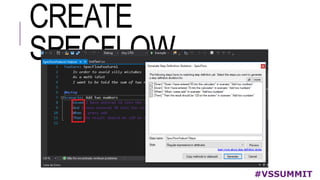 CREATE
SPECFLOW
#VSSUMMIT
 