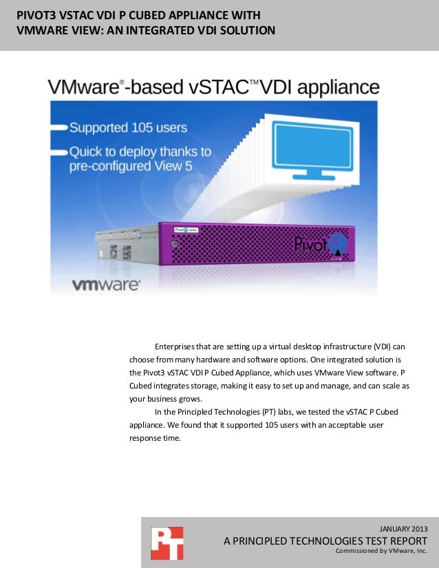 Pivot3 Vstac Vdi P Cubed Appliance With Vmware View An Integrated Vd
