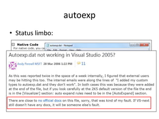 autoexp
• Status limbo:
 