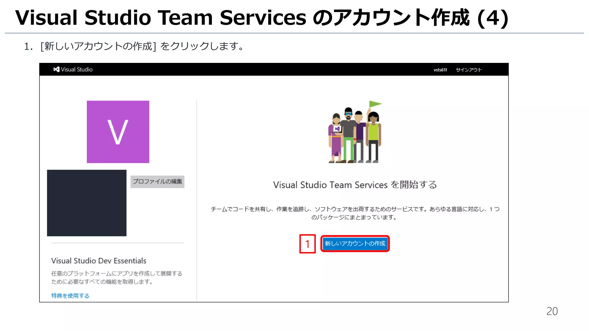 20
1. 画面上から [チケットの流れを理解する] のチケットが画面から消えていることを確認します。
なお、このチケットは Visual Studio Team Service 上には残っています。このチケットを再び [Active] に変更すると
バッグログ上に表示されます。
チケットの操作 (6)
1
 