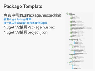 使用Nuget Package專案
自行建立符合Nuget Schema的.nuspec
 
