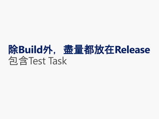 除Build外，盡量都放在Release
 