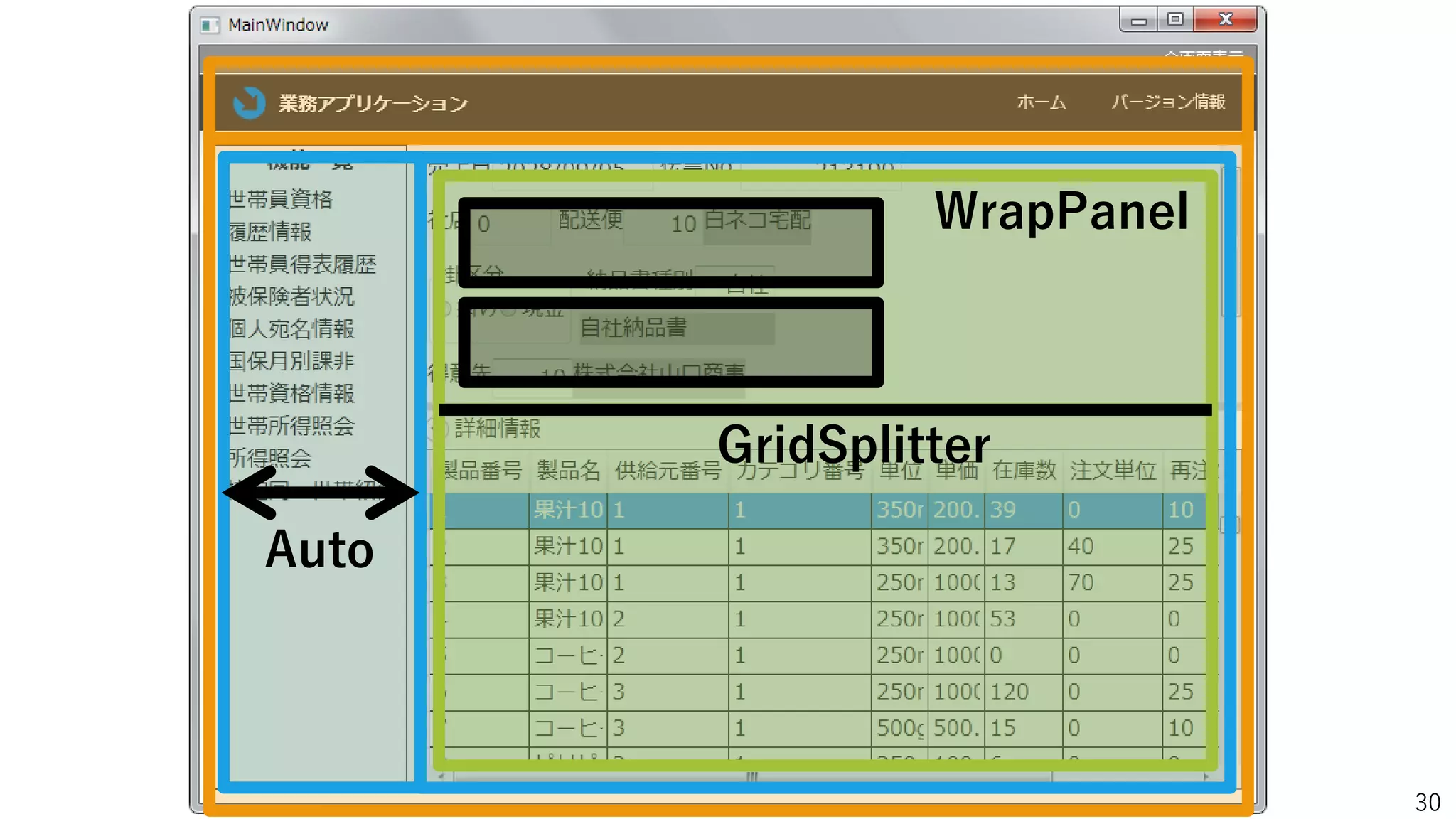 WrapPanel



       GridSplitter

Auto




                            30
 