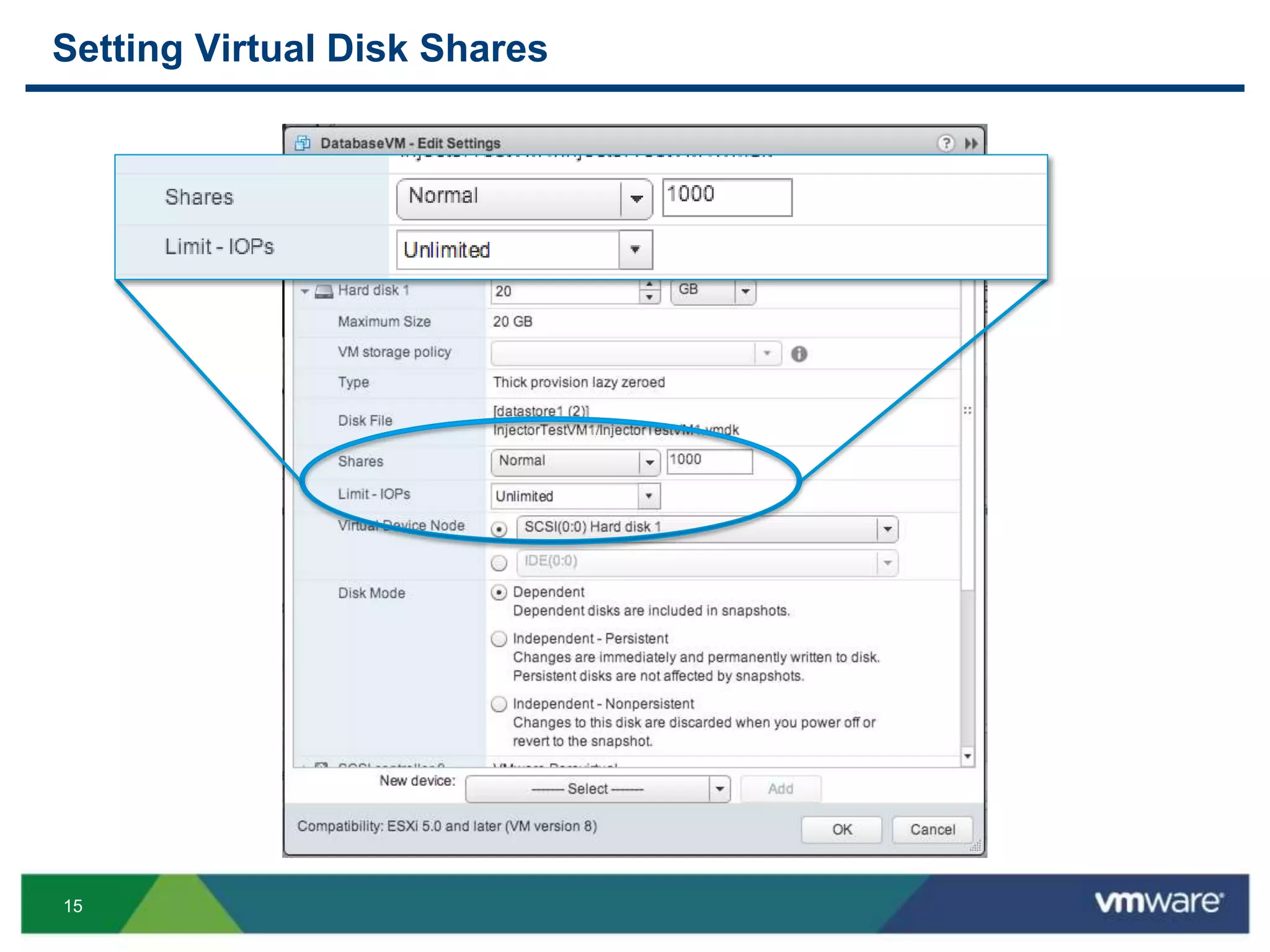 15
Setting Virtual Disk Shares
 