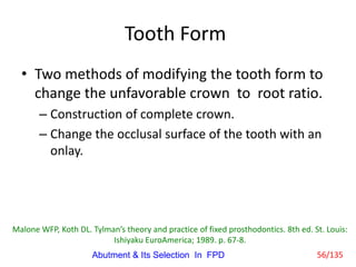 Abutment & Its Selection In Fixed Partial Denture | PPTX