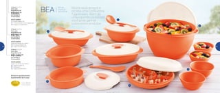 1
4
2
3
5
6
BEA
Brinde
Especial
da Anfitriã
VOCÊ GANHA:
Todos os produtos do 2o
Nível +
5 | 1 Tigela Actualié 10L
6 | 1 Petisqueira
3 | 1 Tigela Actualité 400ml
3o
Nível | 802816
Com uma
Experiência de
R$1.060,00
em vendas e
2 marcações
VOCÊ GANHA:
Todos os produtos do 1o
Nível +
4 | 2 Travessas Mágica 1,8L
3 | 1 Tigela Actualité 400ml
2o
Nível | 802815
Com uma
Experiência de
R$790,00
em vendas e
2 marcações
VOCÊ GANHA:
1 | 1 Sopeira Mágica 1.8L
2 | 1 Travessa Multifuncional Mágica 1,6L
3 | 2 Tigelas Actualité 400ml
1o
Nível | 802814
Com uma
Experiência de
R$580,00
em vendas e
2 marcações
Brinde de agradecimento
*Cores variadas
Cód.: 88539
Espremedor de Frutas
Reúna seus amigos e
receba uma Consultora
Tupperware. Além de
uma experiência incrível,
você pode ganhar
todos estes produtos
62 63
 